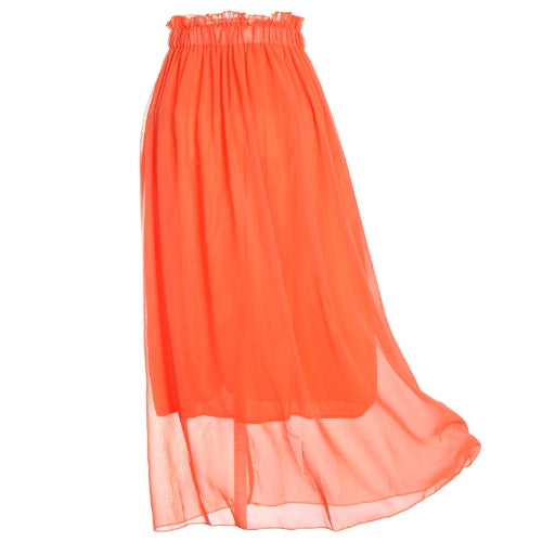 Women Maxi Skirt Dress Chiffon Pleated