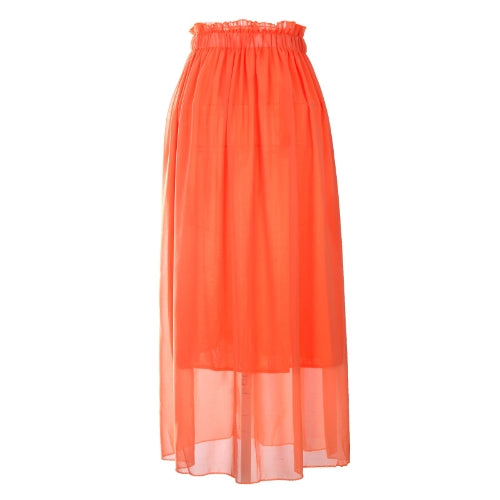 Women Maxi Skirt Dress Chiffon Pleated