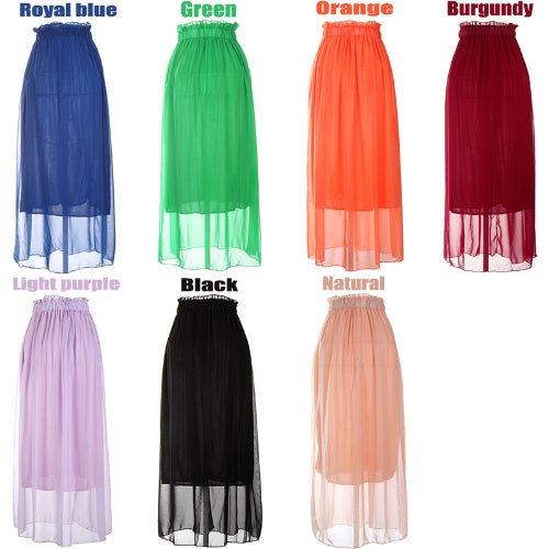 Women Maxi Skirt Dress Chiffon Pleated