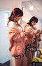 Korean Fashion Women Cardigan Candy Color Long Sleeve Sweater Knitwear Loose Coat Pink