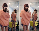 Korean Fashion Women Cardigan Candy Color Long Sleeve Sweater Knitwear Loose Coat Pink