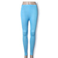 New Women Lady Leggings Candy Color Stretch Tights Pants Ankle Length Lake Blue