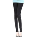 New Fashion Women Leggings Middle Line Design Solid Color Slim Casual Long Pants Blue