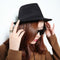 New Fashion Women Men Hat Curly Floppy Brim British Jazz Hip-Hop Fedora Hat Cap Unisex Black