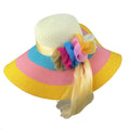 New Fashion Women Straw Hat Foldable Wide Floppy Brim Colorful Sunhat Beach Cap