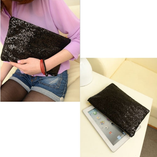 Fashion Women Clutch Bag Dazzling Sequins Glitter Sparkling Handbag Evening Party Bag Black