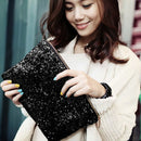 Fashion Women Clutch Bag Dazzling Sequins Glitter Sparkling Handbag Evening Party Bag Black