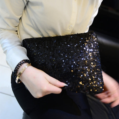 Fashion Women Clutch Bag Dazzling Sequins Glitter Sparkling Handbag Evening Party Bag Black