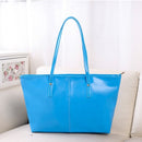 New Fashion Women PU Leather Handbag Candy Color Tote Shoulder Bag Black