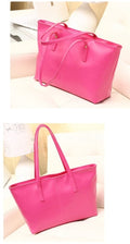 New Fashion Women PU Leather Handbag Candy Color Tote Shoulder Bag Black