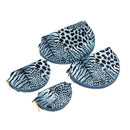 4 Pcs Set Cosmetic Bags Multifunction Make Up Cases Leopard Shell Shape Blue