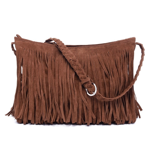 Fashion Women Fringe Tassel Shoulder Bag Cross-body Bag Messenger Handbag Purple