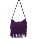 Fashion Women Fringe Tassel Shoulder Bag Cross-body Bag Messenger Handbag Purple