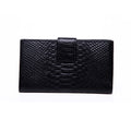 Fashion Women Genuine Leather Purse Crocodile Pattern Candy Color Clutch Bag Wallet Khaki