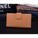 Fashion Women Genuine Leather Purse Crocodile Pattern Candy Color Clutch Bag Wallet Khaki