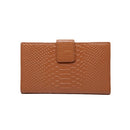 Fashion Women Genuine Leather Purse Crocodile Pattern Candy Color Clutch Bag Wallet Khaki