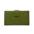 Fashion Women Genuine Leather Purse Crocodile Pattern Candy Color Clutch Bag Wallet Khaki