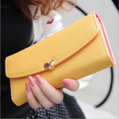 New Fashion Cute Women Girl PU Purse Candy Color Wallet Clutch Bag Watermelon Red