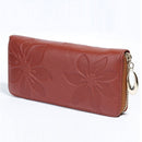 New Fashion Long Women Purse Floral Print PU Leather Candy Color Zip Wallet Card Holder Clutch