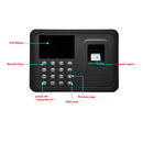 2.4" TFT LCD Display USB Biometric Fingerprint Attendance Machine DC 5V/1A Time Clock Recorder Employee Checking-in Reader A6 US Plug