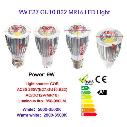 B22 9W COB LED Spot Light Lamp Bulb High Power Energy Saving 85-265V