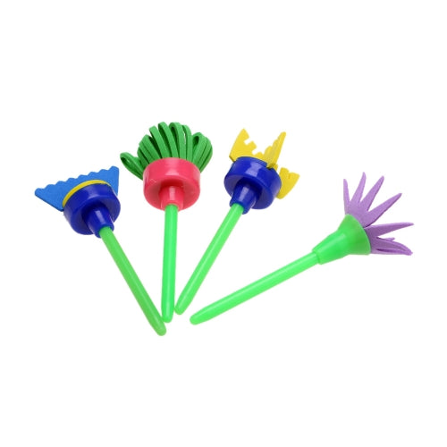 4pcs Creative Flower Stamp Sponge Brush Set Art Supplies for Kids DIY Painting Tool