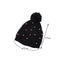 Autumn Winter Fashion Women Vintage Beanie Bobble Decoration Net Veil Crochet Knitted Hat Black