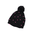 Autumn Winter Fashion Women Vintage Beanie Bobble Decoration Net Veil Crochet Knitted Hat Black