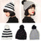 Autumn Winter Fashion Women Vintage Beanie Bobble Decoration Net Veil Crochet Knitted Hat Black