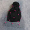 Autumn Winter Fashion Women Vintage Beanie Bobble Decoration Net Veil Crochet Knitted Hat Black