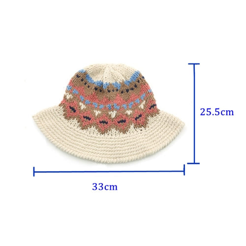 New Fashion Women Knitted Bucket Hat Jacquard Pattern Crochet Vintage Winter Fisherman Hat