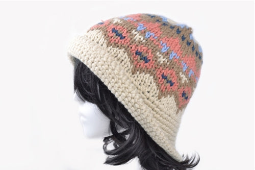 New Fashion Women Knitted Bucket Hat Jacquard Pattern Crochet Vintage Winter Fisherman Hat