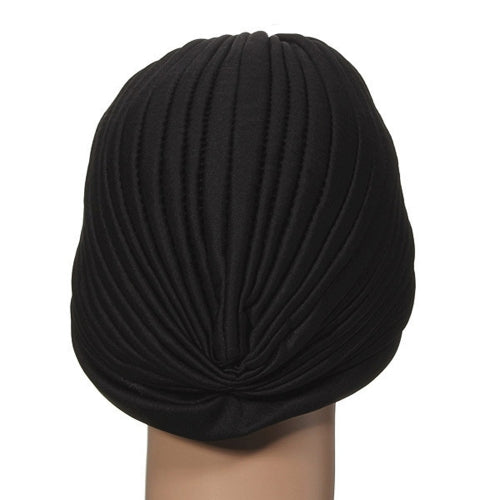 Fashion Women Wrap Hat Candy Color Stretchy Turban Head Band Sleep Beanie Pleated Indian Cap