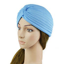 Fashion Women Wrap Hat Candy Color Stretchy Turban Head Band Sleep Beanie Pleated Indian Cap