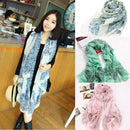 Fashion Elegant Women Scarf Porcelain Printing Long Shawl Wrap Pashmina Beige