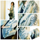 Fashion Elegant Women Scarf Porcelain Printing Long Shawl Wrap Pashmina Beige