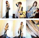 Fashion Elegant Women Scarf Porcelain Printing Long Shawl Wrap Pashmina Beige