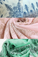 Fashion Elegant Women Scarf Porcelain Printing Long Shawl Wrap Pashmina Beige