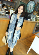 Fashion Elegant Women Scarf Porcelain Printing Long Shawl Wrap Pashmina Beige