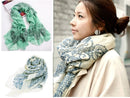 Fashion Elegant Women Scarf Porcelain Printing Long Shawl Wrap Pashmina Beige