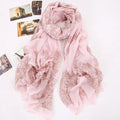 Fashion Elegant Women Scarf Porcelain Printing Long Shawl Wrap Pashmina Beige