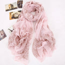 Fashion Elegant Women Scarf Porcelain Printing Long Shawl Wrap Pashmina Beige