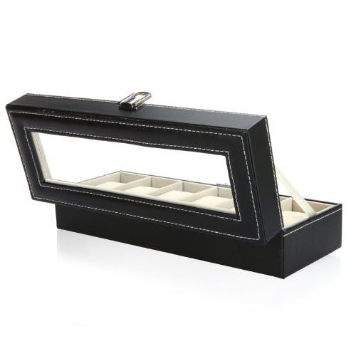 6 Grid Leather Watch Display Case Jewelry Collection Storage Organizer Box Holder