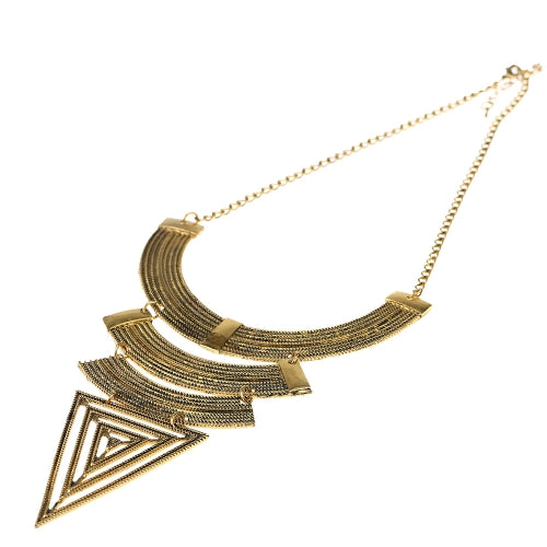 Vintage Retro Triangle Alloy Pendants Full Metal Design Punk Style Necklace Golden Arc Choker for Woman