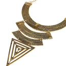 Vintage Retro Triangle Alloy Pendants Full Metal Design Punk Style Necklace Golden Arc Choker for Woman