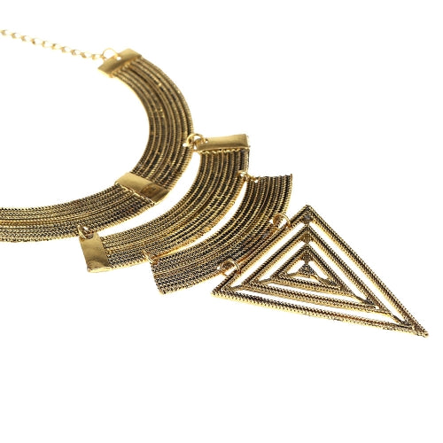 Vintage Retro Triangle Alloy Pendants Full Metal Design Punk Style Necklace Golden Arc Choker for Woman