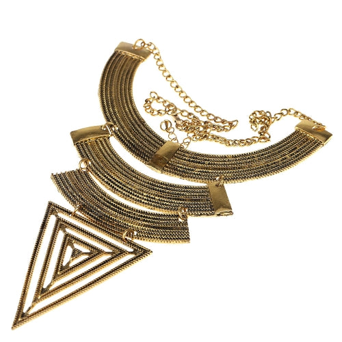 Vintage Retro Triangle Alloy Pendants Full Metal Design Punk Style Necklace Golden Arc Choker for Woman