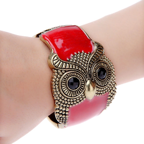 European American Style Opening Retro Punk Drip Owl Bangle Bracelet