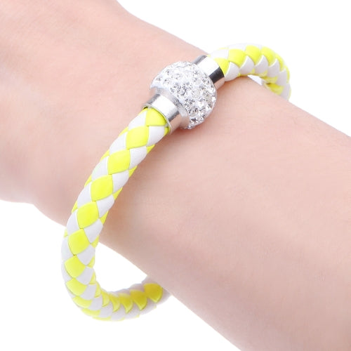 Fashion Jewelry Accessory Leather Magnetic Buckle Rhinestone Crystal Bracelet Bangle Wristband