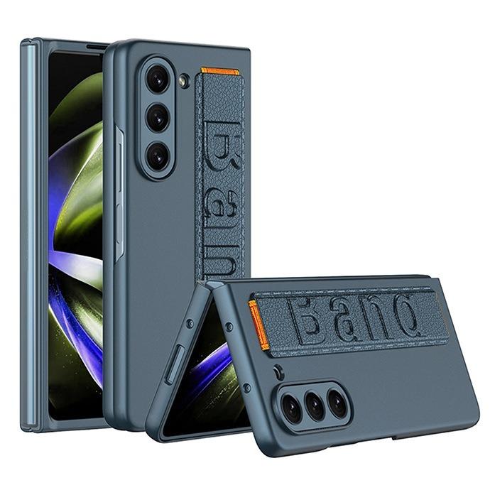 XJK-042402-حافظة Samsung Galaxy Z Fold5، شاشة قابلة للطي، رفيعة للغاية، حزام معصم، حافظة فيلم الكل في واحد، عصري، متجمد، حماية